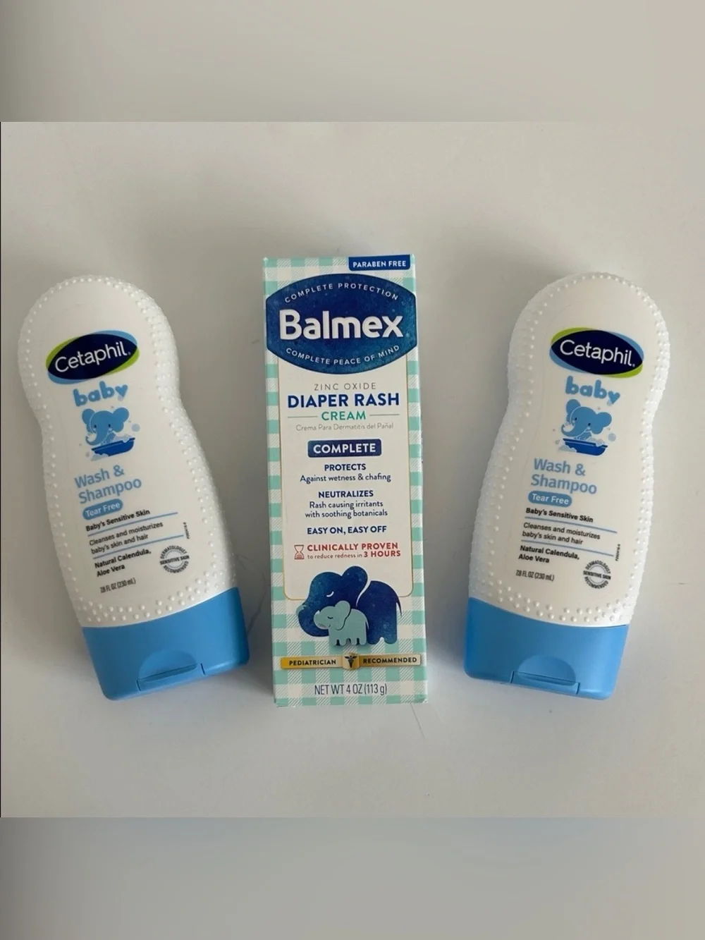 (1) Balmex Cream (2) Cetaphil Baby Wash & Shampoo Bundle Great Baby Shower Gift!